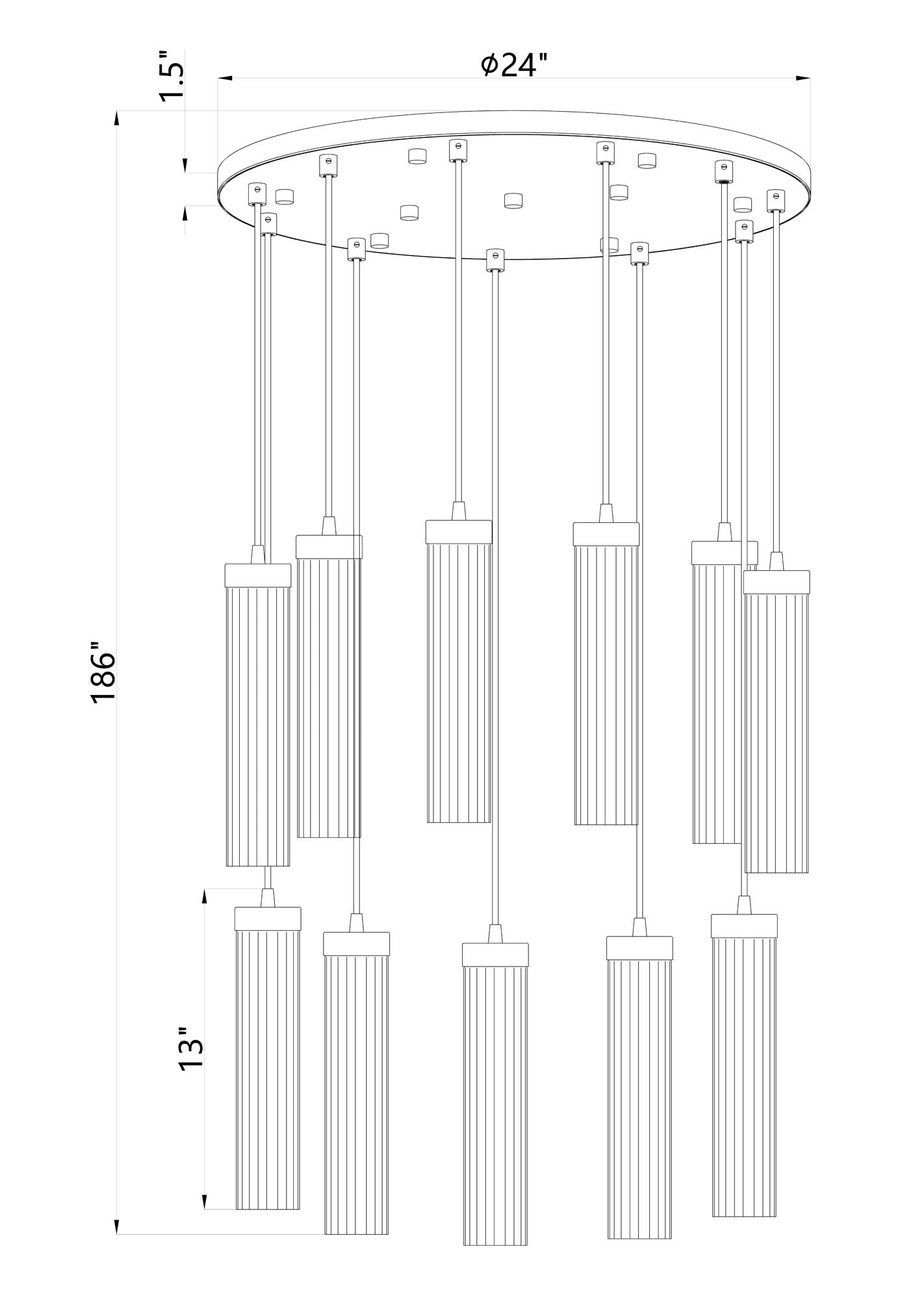 Z-Lite Beau 24" wide Brushed Nickel Multi-Light Pendant
