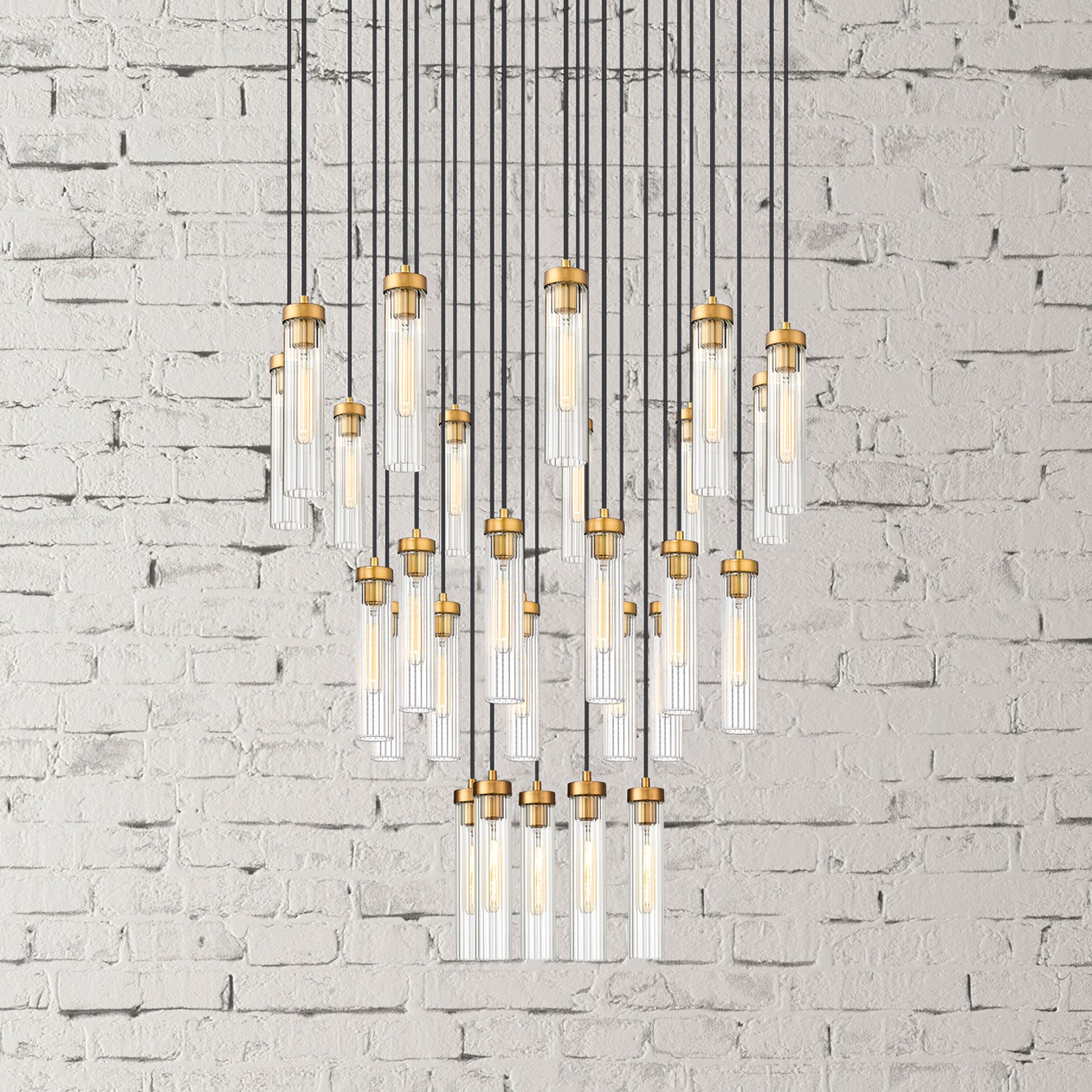 Z-Lite Beau 36" wide Brushed Brass Multi-Light Pendant