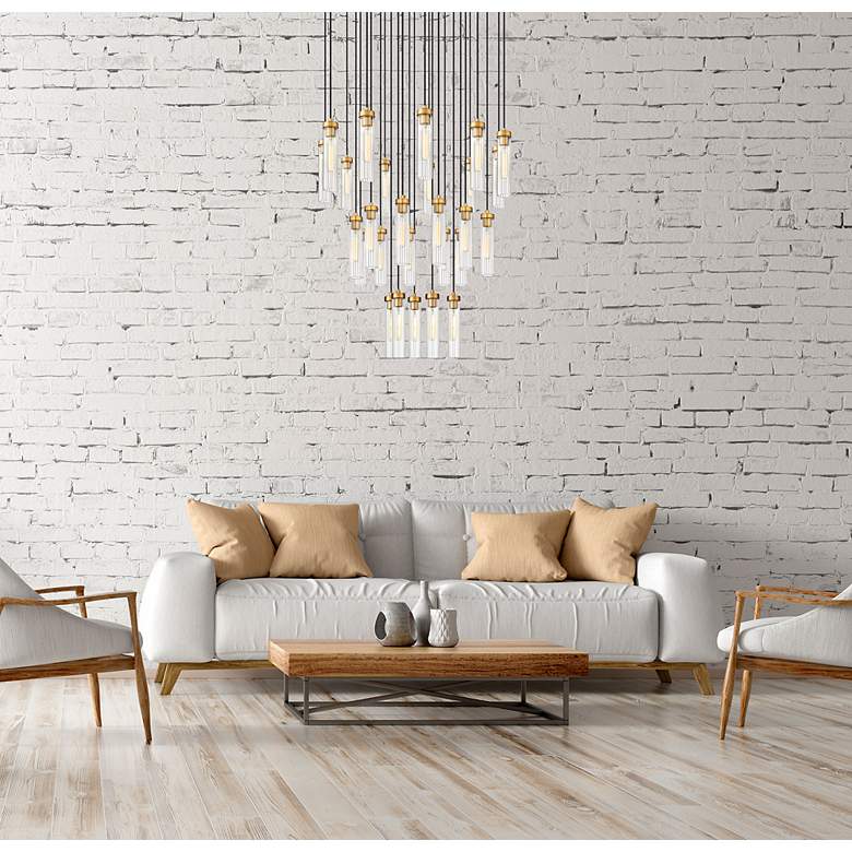 Image 4 Z-Lite Beau 36" wide Brushed Brass Multi-Light Pendant more views