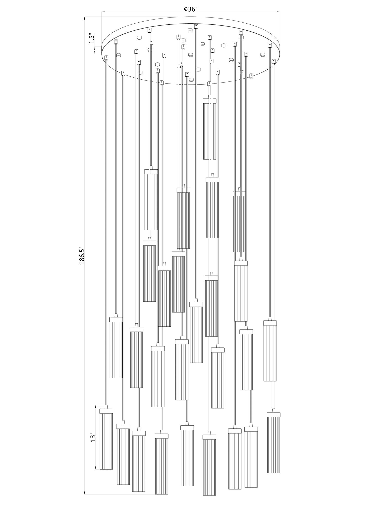 Z-Lite Beau 36" wide Brushed Brass Multi-Light Pendant