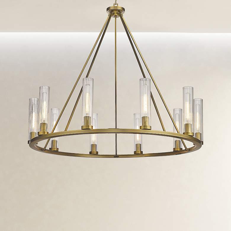 Image 2 Z-Lite Beau 46" Wide Rubbed Brass 10-Light Ring Chandelier