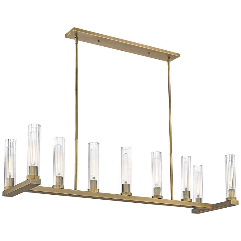 Image 3 Z-Lite Beau 56" Wide Modern Rubbed Brass 9-Light Linear Pendant