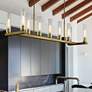 2_Z-Lite Beau 56" Wide Modern Rubbed Brass 9-Light Linear Pendant