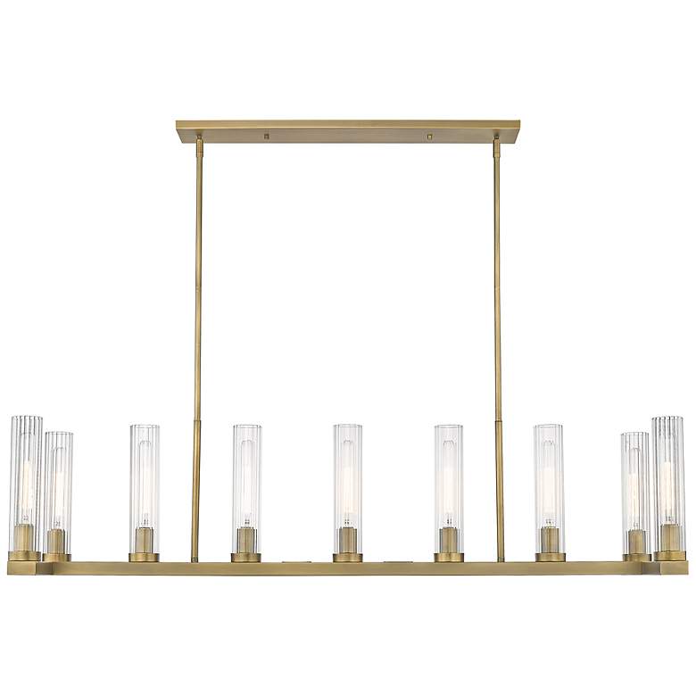 Image 7 Z-Lite Beau 56" Wide Modern Rubbed Brass 9-Light Linear Pendant more views