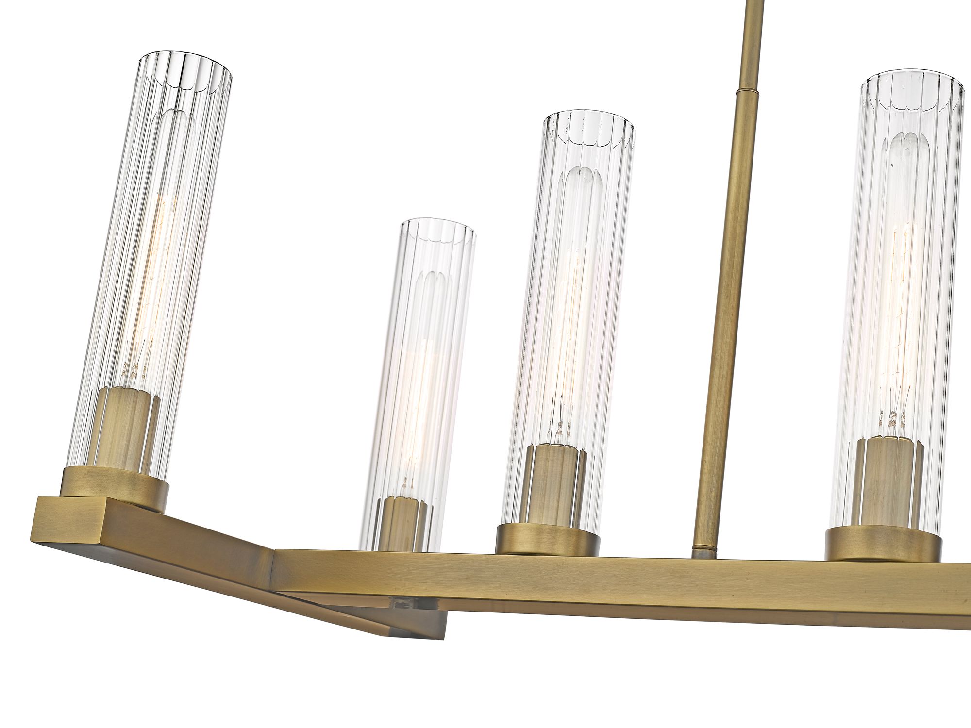 Z-Lite Beau 56" Wide Modern Rubbed Brass 9-Light Linear Pendant in scene
