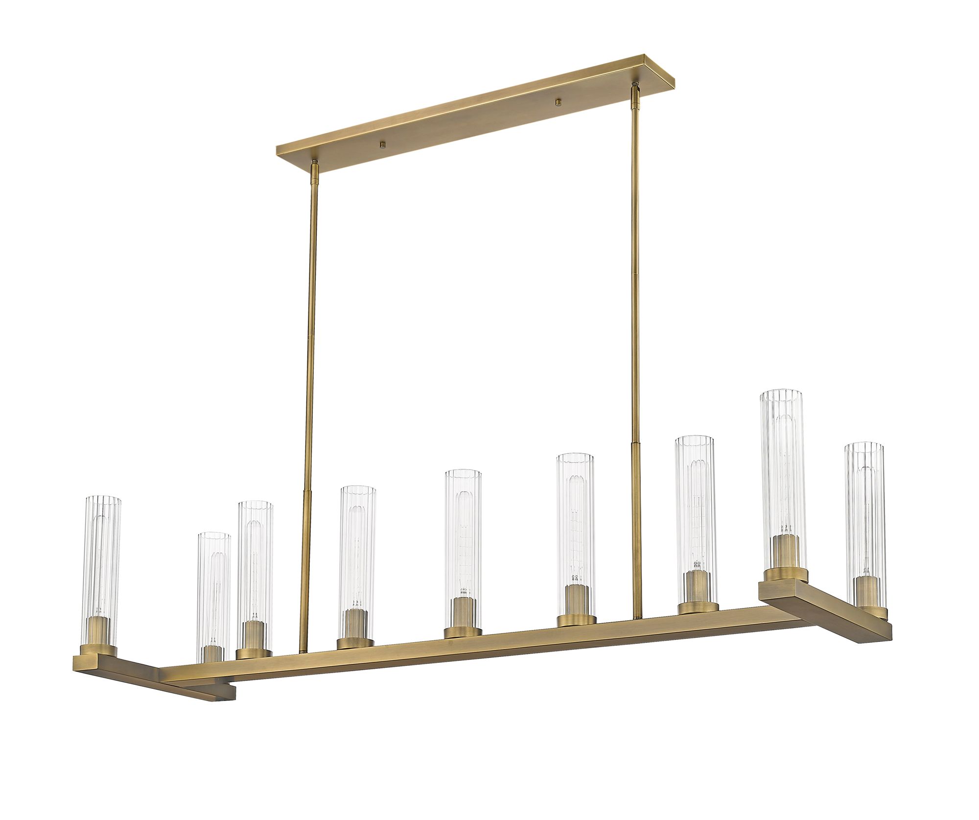 Z-Lite Beau 56" Wide Modern Rubbed Brass 9-Light Linear Pendant in scene