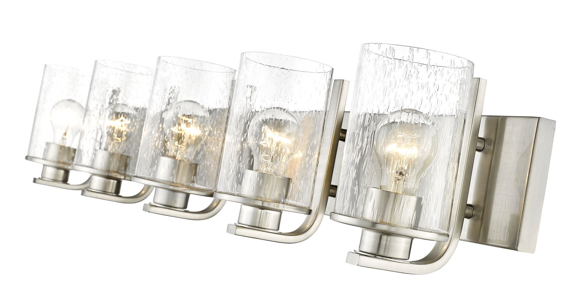 Z-Lite Beckett 42" Wide Brushed Nickel 5-Light Vanity Bath Light in scene