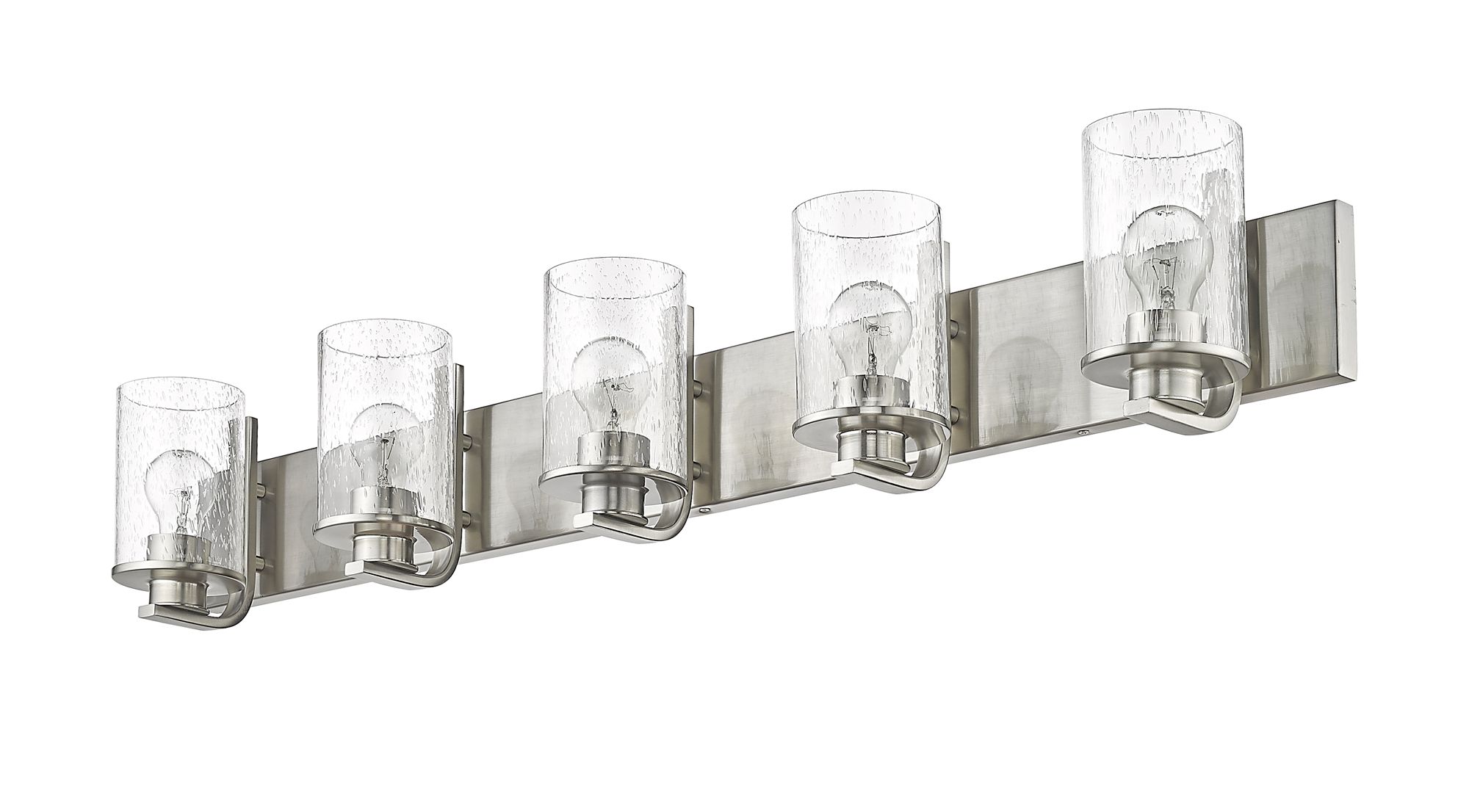 Z-Lite Beckett 42" Wide Brushed Nickel 5-Light Vanity Bath Light in scene