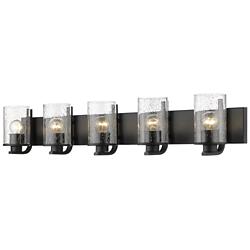 Z-Lite Beckett 42" Wide Matte Black 5-Light Vanity Bath Light
