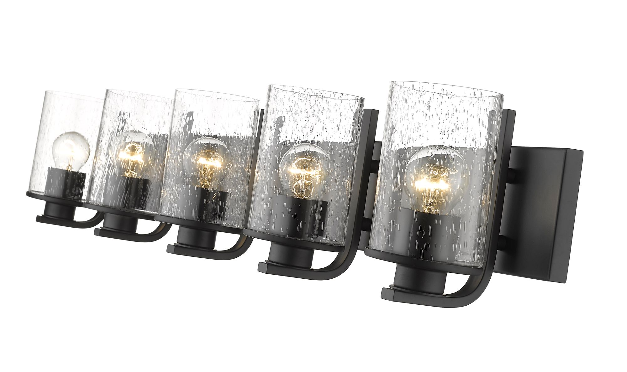 Z-Lite Beckett 42" Wide Matte Black 5-Light Vanity Bath Light in scene