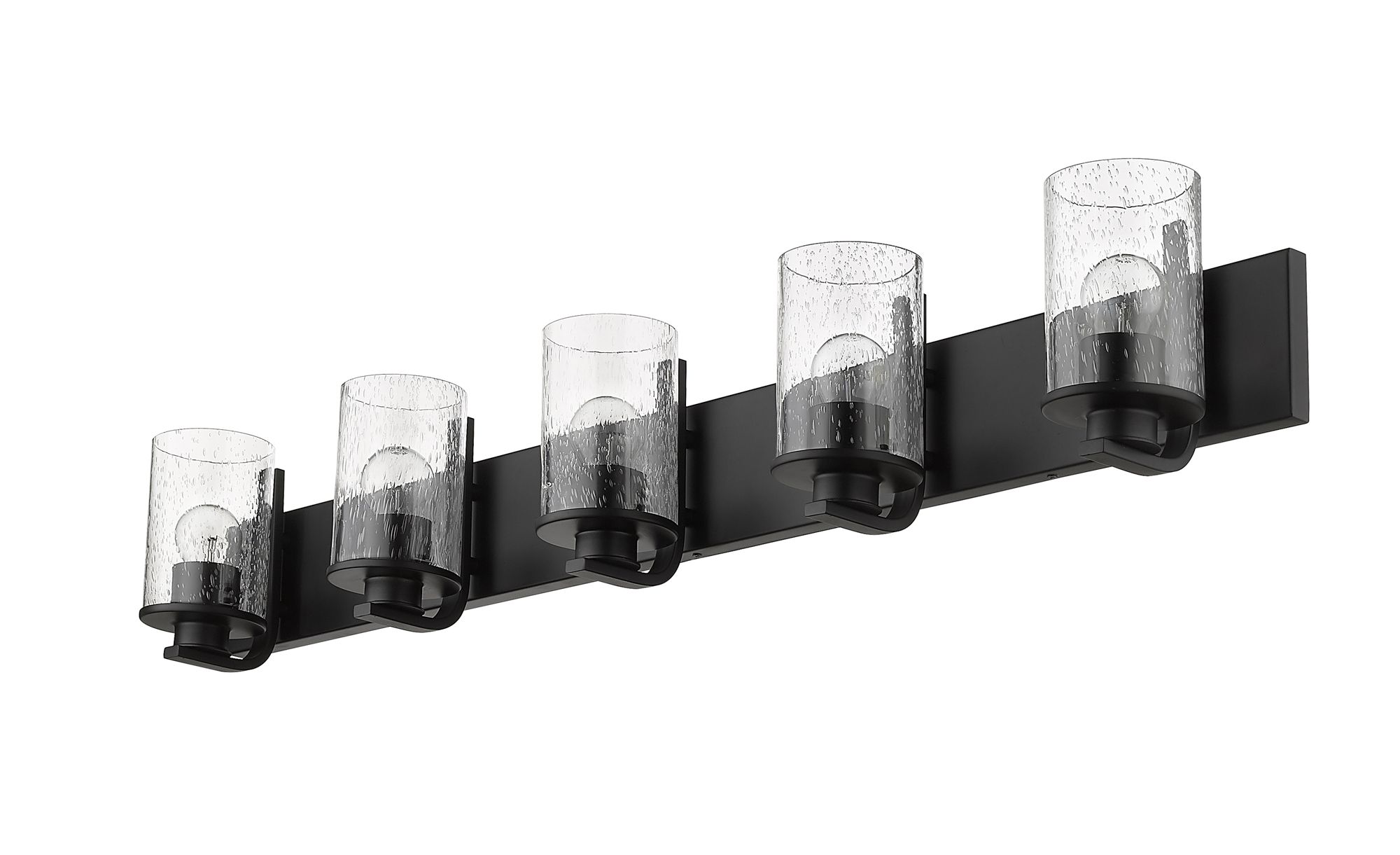 Z-Lite Beckett 42" Wide Matte Black 5-Light Vanity Bath Light in scene