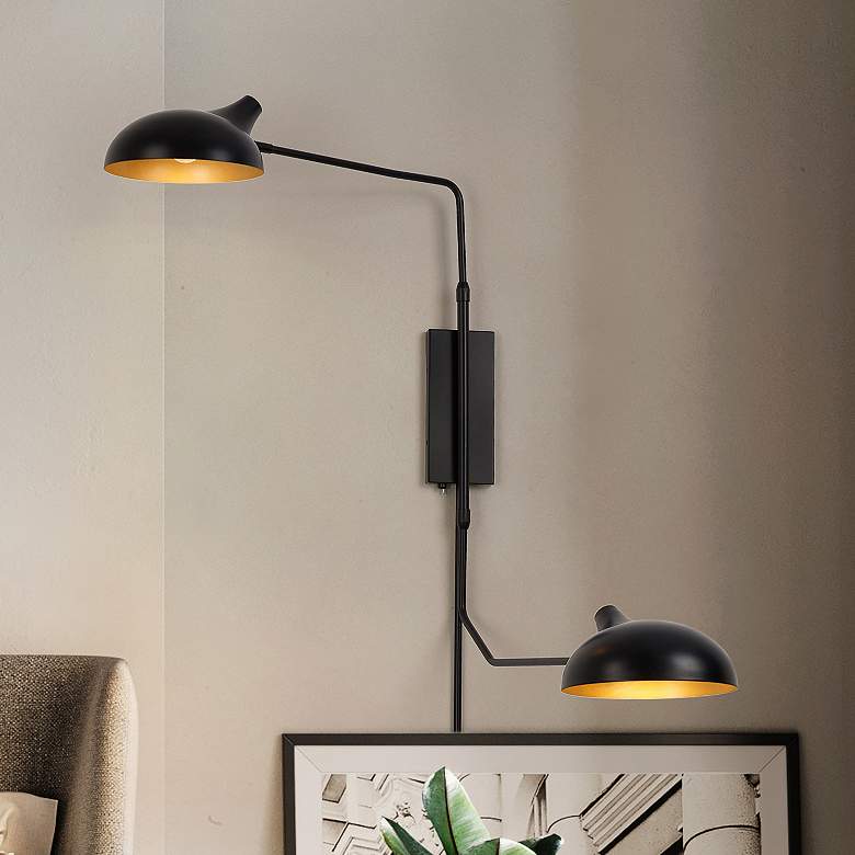 Image 2 Z-Lite Bellamy 29 1/4" Matte Black Adjustable 2-Arm Modern Wall Sconce