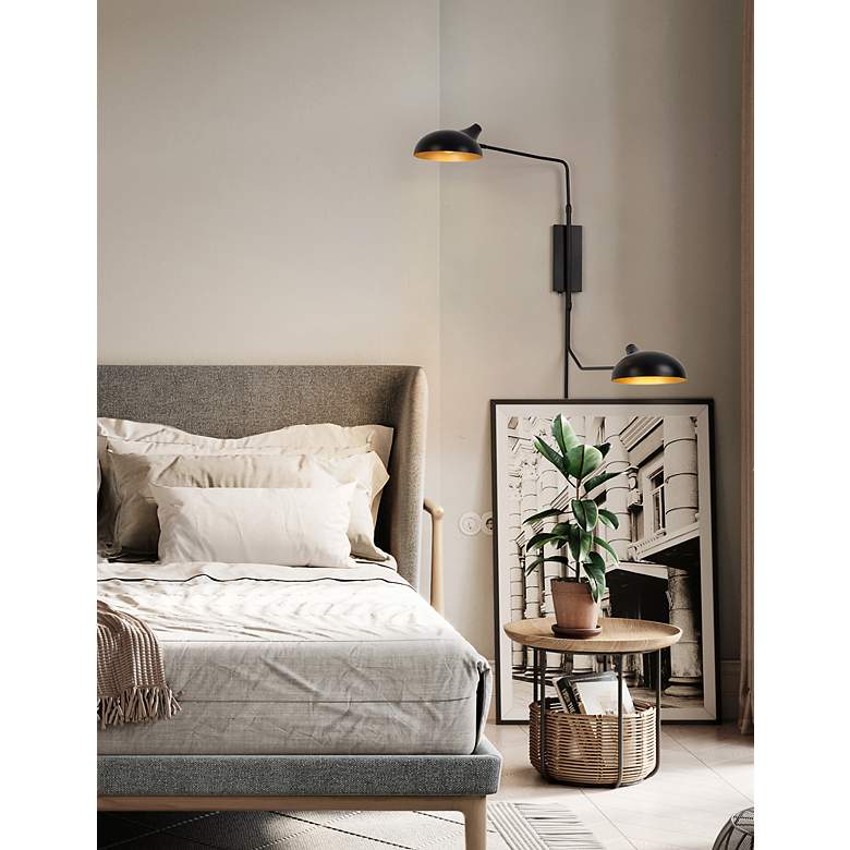 Image 5 Z-Lite Bellamy 29 1/4" Matte Black Adjustable 2-Arm Modern Wall Sconce more views