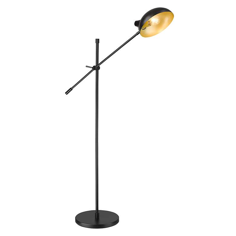 Image 7 Z-Lite Bellamy Adjustable Arm Modern Black Dome Light Floor Lamp more views