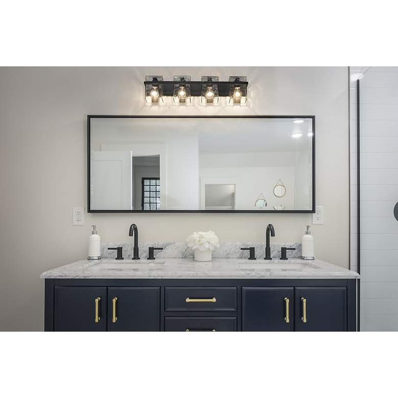 Image 4 Z-Lite Bennington 29.3" Wide Matte Black and Water Glass Vanity Light more views