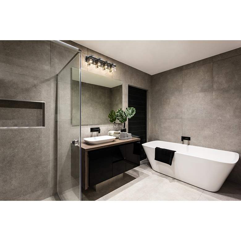 Image 5 Z-Lite Bennington 29.3" Wide Matte Black and Water Glass Vanity Light more views