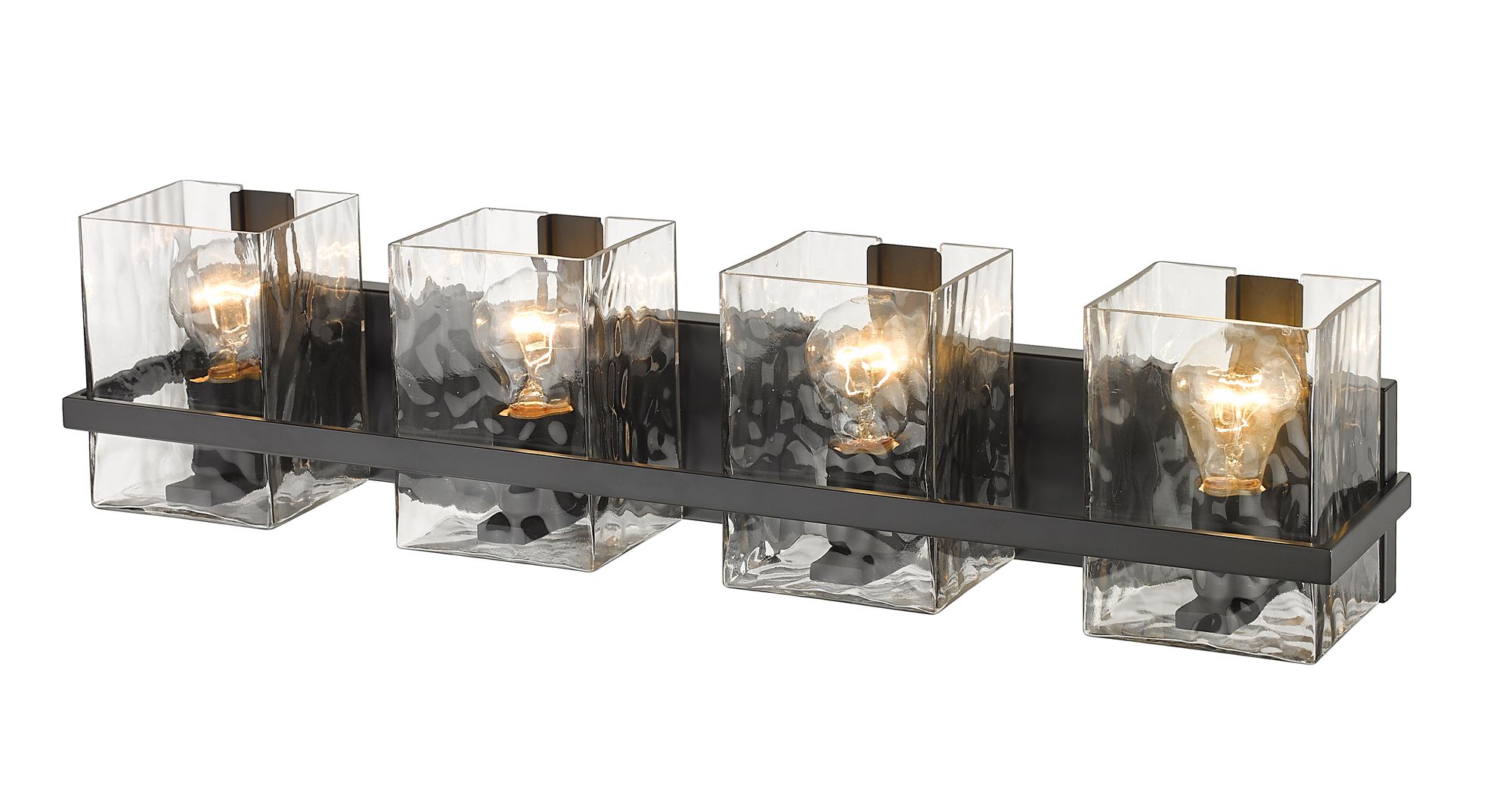 Z-Lite Bennington 29.3" Wide Matte Black and Water Glass Vanity Light in scene