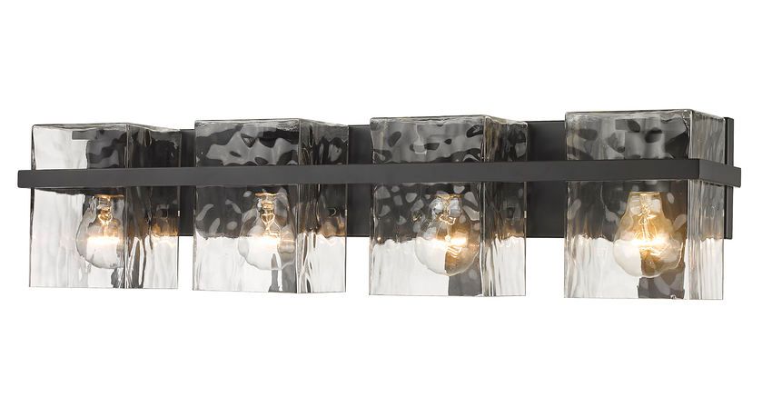 Z-Lite Bennington 29.3" Wide Matte Black and Water Glass Vanity Light in scene