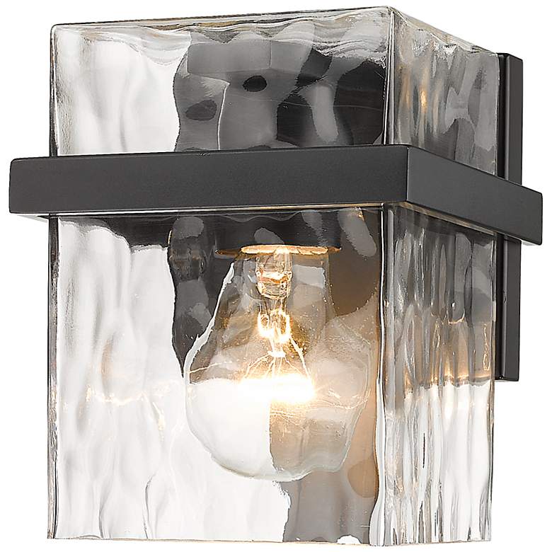 Image 3 Z-Lite Bennington 7" High Rustic Matte Black Rippled Glass Wall Sconce