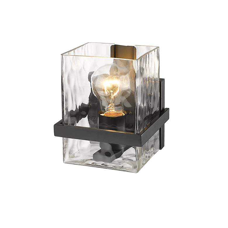 Image 6 Z-Lite Bennington 7" High Rustic Matte Black Rippled Glass Wall Sconce more views