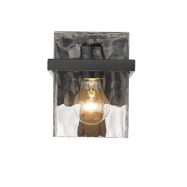 Image 7 Z-Lite Bennington 7" High Rustic Matte Black Rippled Glass Wall Sconce more views