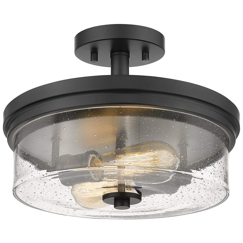 Image 1 Z-Lite Bohin 13 inch Wide 2-Light Matte Black Semi Flush Ceiling Light