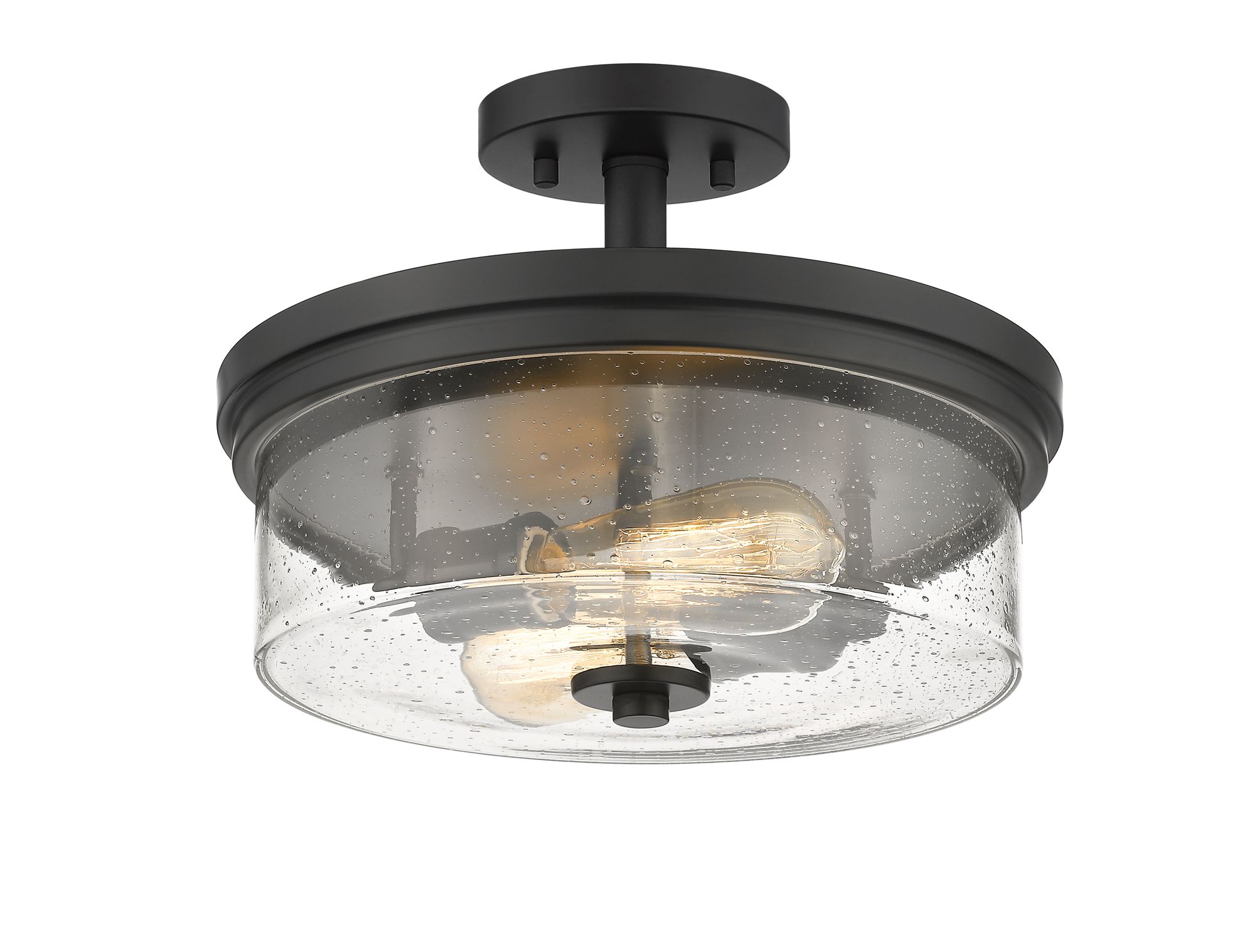 Z-Lite Bohin 13" Wide 2-Light Matte Black Semi Flush Ceiling Light in scene