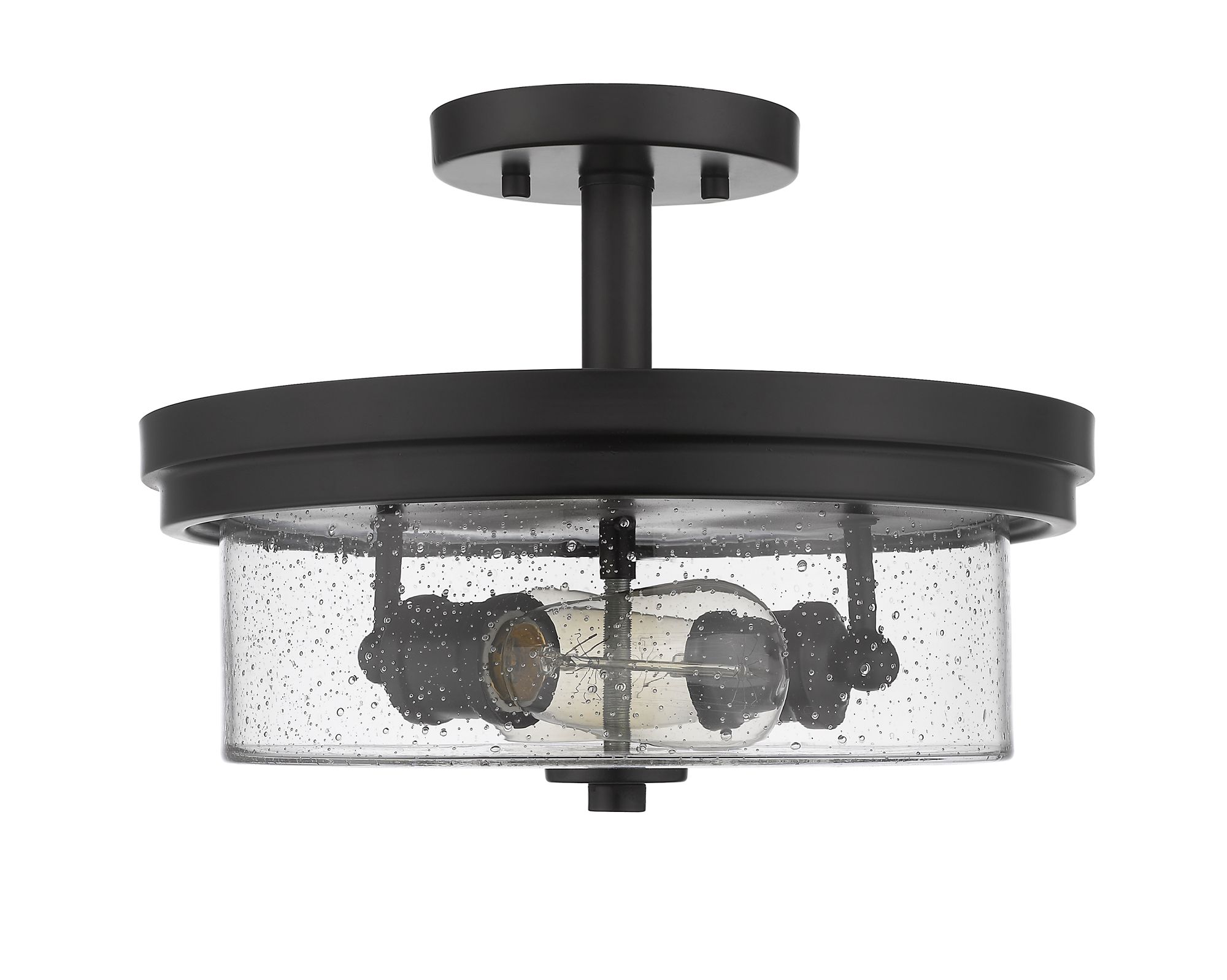 Z-Lite Bohin 13" Wide 2-Light Matte Black Semi Flush Ceiling Light in scene