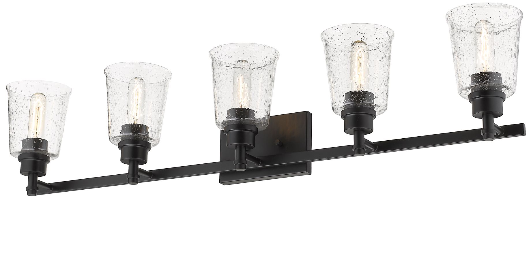 Thumbnail3 of Z-Lite Bohin 41.3" Wide 5-Light Matte Black Seeded Glass Bath Fixture more views