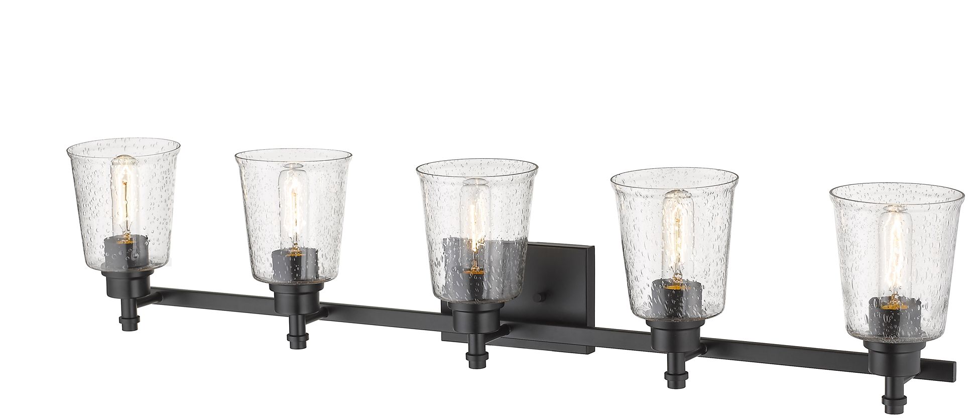 Thumbnail4 of Z-Lite Bohin 41.3" Wide 5-Light Matte Black Seeded Glass Bath Fixture more views