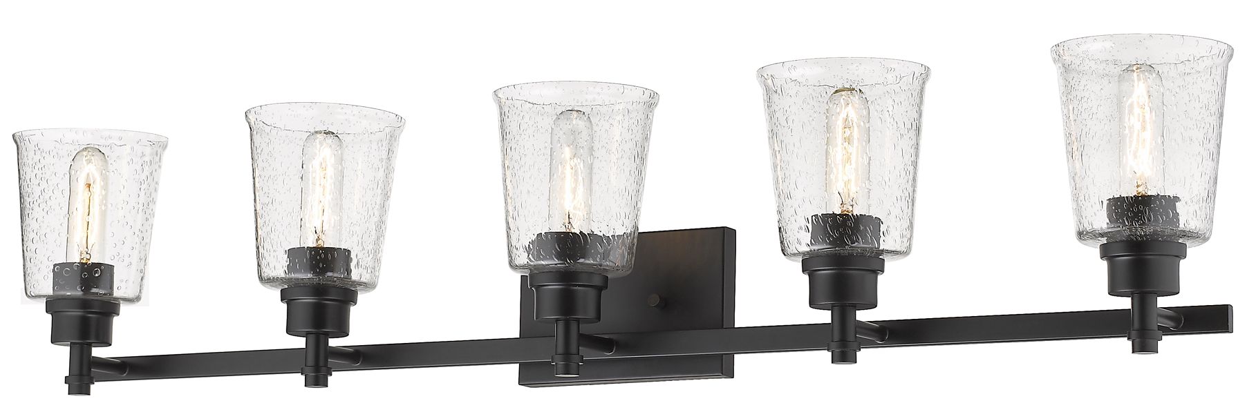 Z-Lite Bohin 41.3" Wide 5-Light Matte Black Seeded Glass Bath Fixture