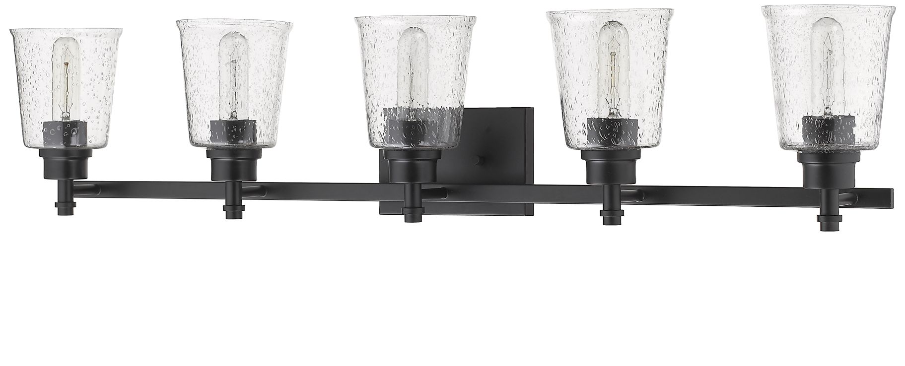 Z-Lite Bohin 41.3" Wide 5-Light Matte Black Seeded Glass Bath Fixture