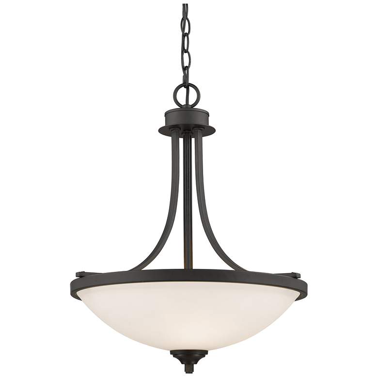 Image 1 Z-Lite Bordeaux 17" Wide 3-Light Bronze and White Bowl Pendant