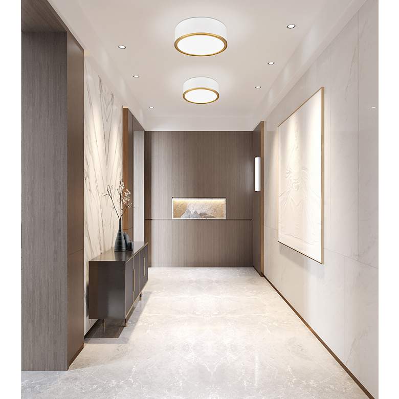 Image 2 Z-Lite Bradley 12 1/4" Wide White and Gold LED Ceiling Light more views