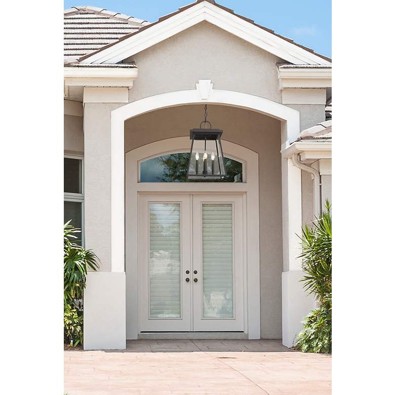 Image 5 Z-Lite Broughton 19 1/2" High Black 4-Light Outdoor Hanging Light more views