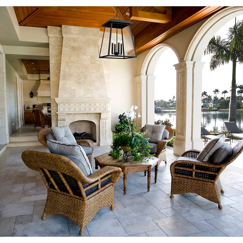 Image 4 Z-Lite Broughton 23 3/4" High Black 4-Light Outdoor Hanging Light more views