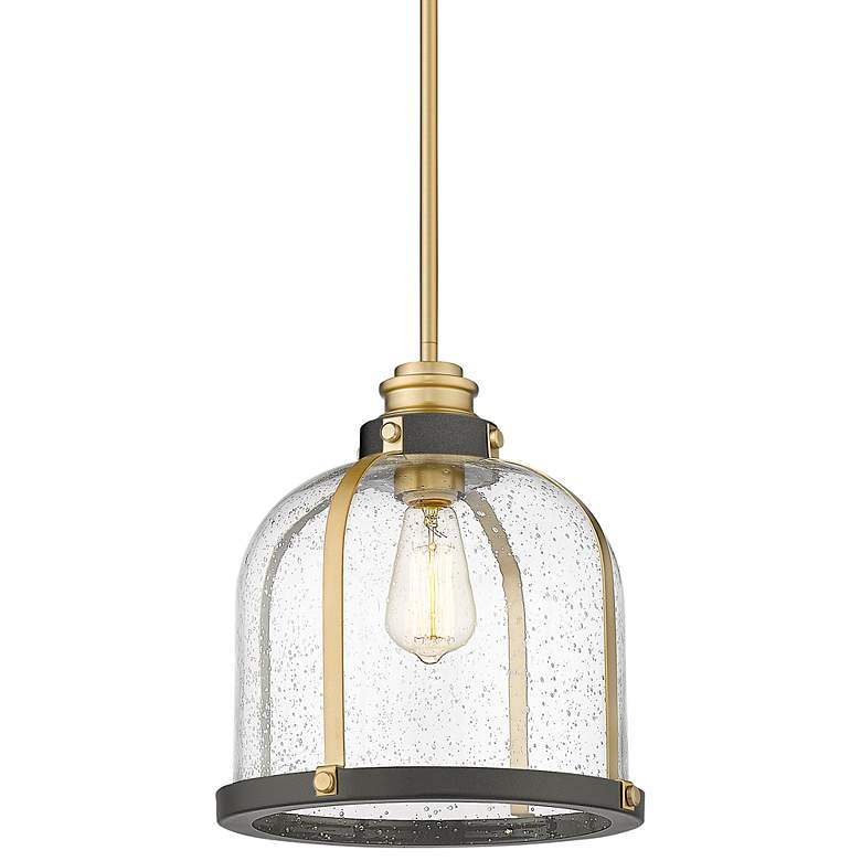 Image 1 Z-Lite Burren 12 1/4" Bronze-Brass Seeded Glass Dome Pendant Light