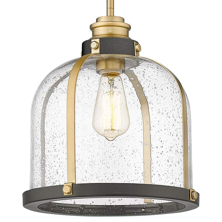 Image 2 Z-Lite Burren 12 1/4" Bronze-Brass Seeded Glass Dome Pendant Light more views