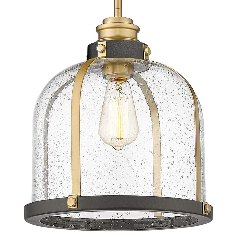 Image 2 Z-Lite Burren 12 1/4 inch Bronze-Brass Seeded Glass Dome Pendant Light more views