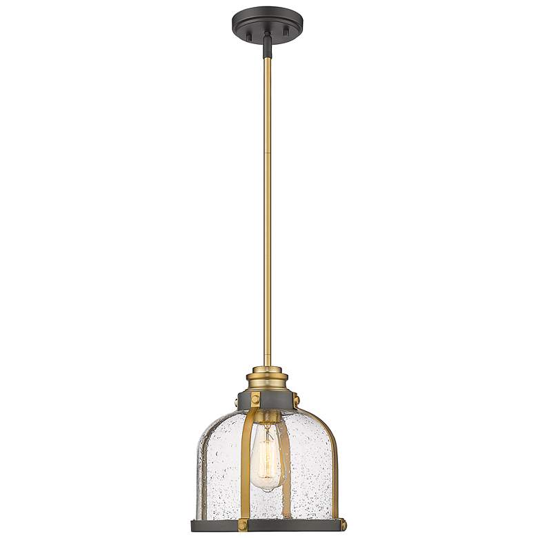 Image 4 Z-Lite Burren 12 1/4" Bronze-Brass Seeded Glass Dome Pendant Light more views
