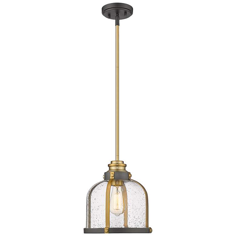 Image 4 Z-Lite Burren 12 1/4 inch Bronze-Brass Seeded Glass Dome Pendant Light more views