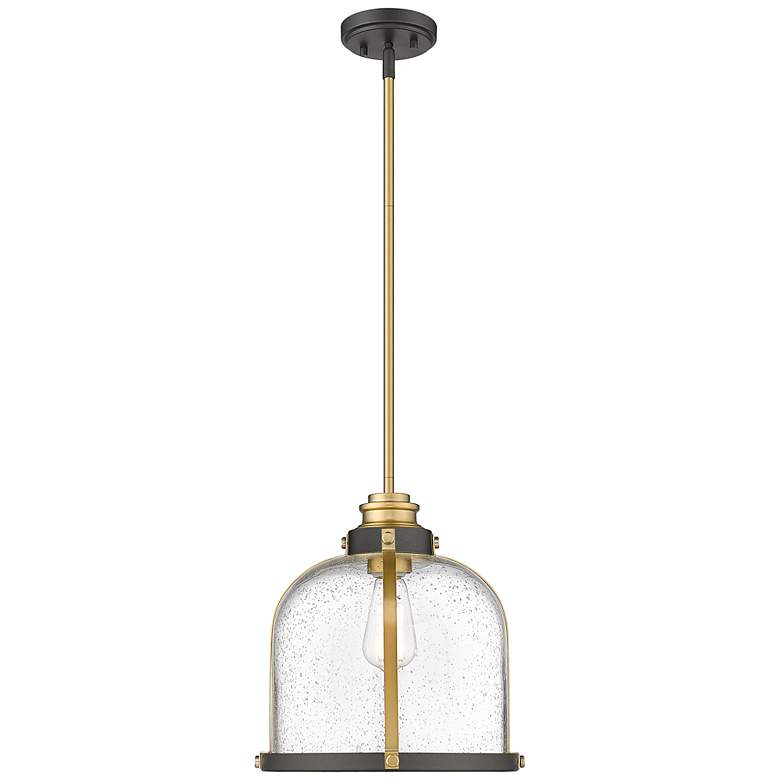 Image 5 Z-Lite Burren 12 1/4 inch Bronze-Brass Seeded Glass Dome Pendant Light more views