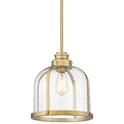 Z-Lite Burren 12 1/4&quot; Heritage Brass Seeded Glass Dome Pendant Light