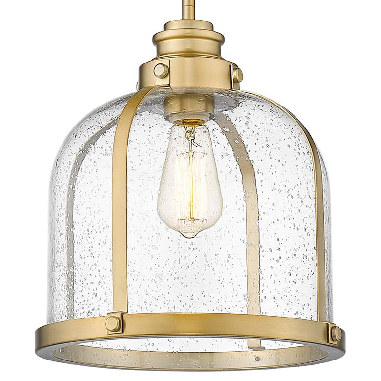 Image 3 Z-Lite Burren 12 1/4 inch Heritage Brass Seeded Glass Dome Pendant Light more views