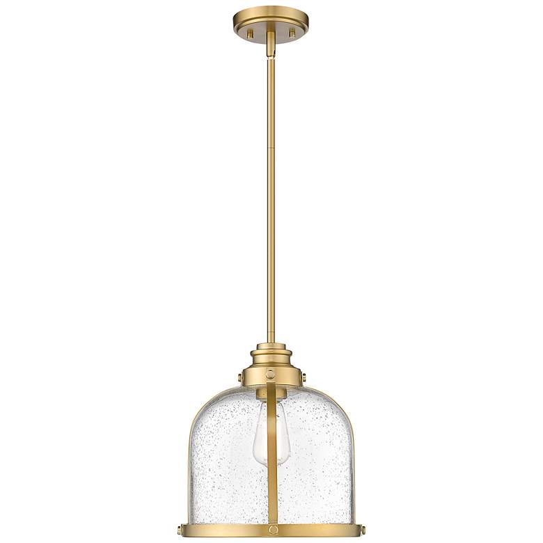 Image 4 Z-Lite Burren 12 1/4 inch Heritage Brass Seeded Glass Dome Pendant Light more views