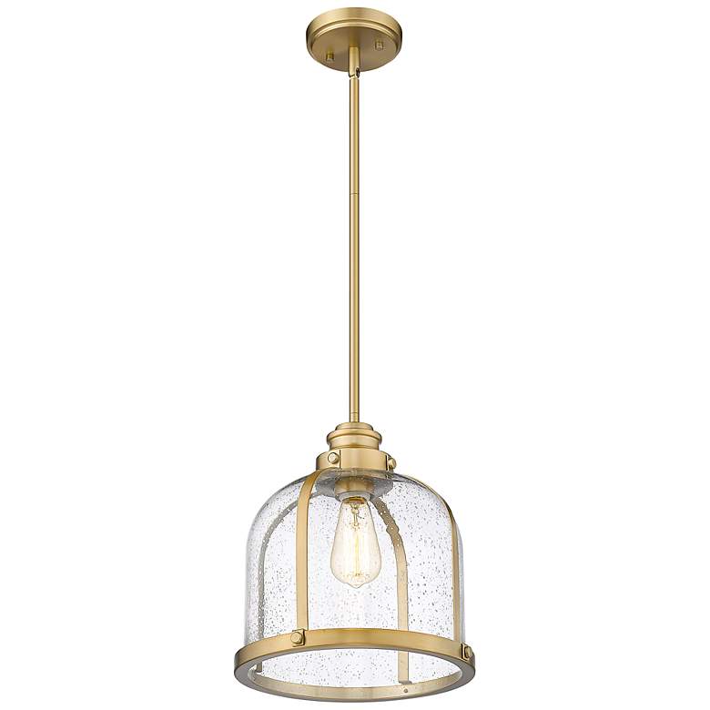 Image 5 Z-Lite Burren 12 1/4 inch Heritage Brass Seeded Glass Dome Pendant Light more views