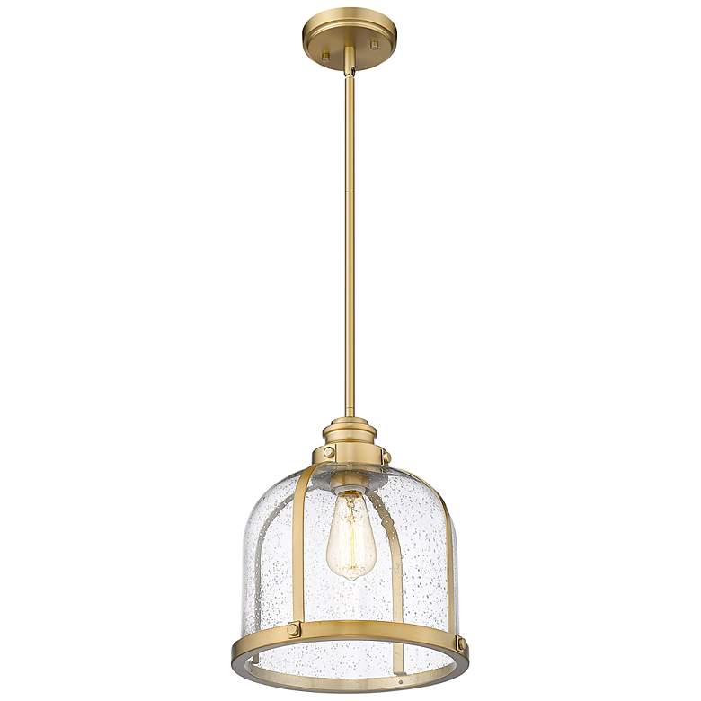 Image 5 Z-Lite Burren 12 1/4" Heritage Brass Seeded Glass Dome Pendant Light more views