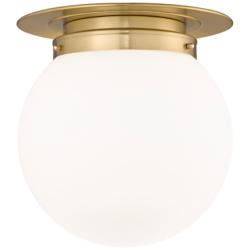 Z-Lite Calhoun 13" Wide Gold and White Glass Dome Ceiling Light