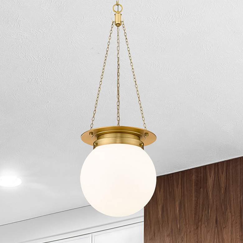 Image 1 Z-Lite Calhoun 13" Wide Heritage Brass Hanging Globe Pendant Light