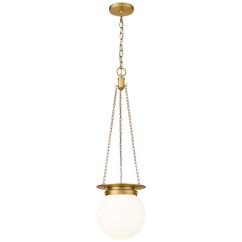 Image 2 Z-Lite Calhoun 9" Wide Heritage Brass White Glass 1-Light Mini Pendant